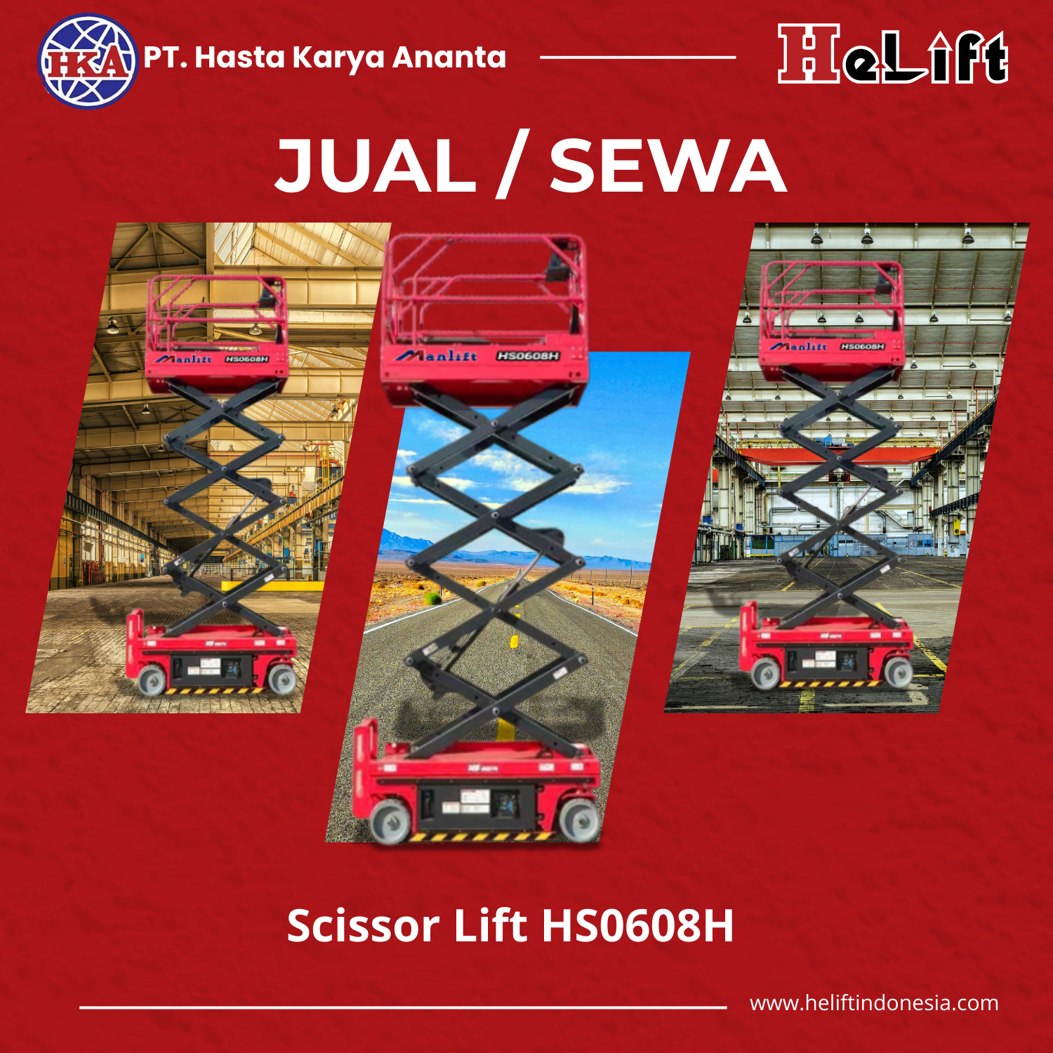 Rental Scissor Lift HS0608H 8 Meter Karawang Menyewakan scissor lift HS0608H 8 meter area karawang